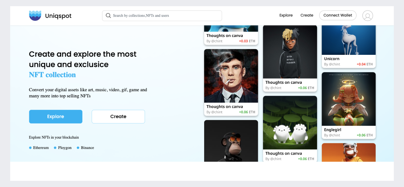 Uniqspot – Zero Fee NFT Marketplace